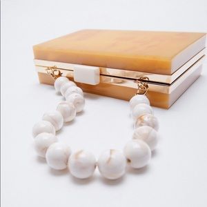 Bags | Womens Zara Box Bag With Bead Chain Caramel Brown